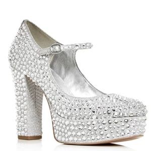 NWT Bridal MICHAEL Michael Kors Fallon Mary Jane Glitter Bedazzled Heels…
